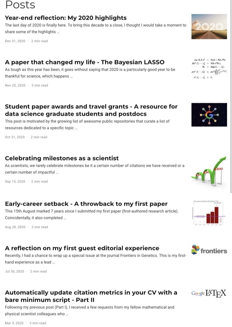 List of the blog posts published in 2020